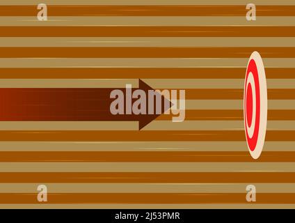 Arrow moving quickly towards aim target representing achieving goal success. Aiming bullseye symbolizing successfully accomplishing creative projects Stock Vector