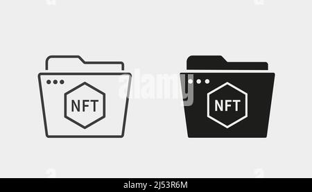 NFT storage icon. Black vector illustration isolated on white background for graphic and web design. Stock Vector