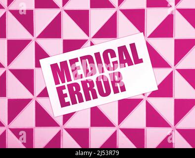 Blank Card With Text Medical Error On Wooden Background. Healthcare 