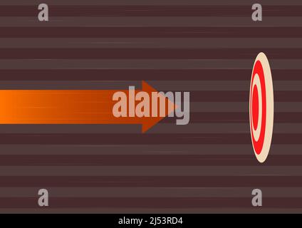 Arrow moving quickly towards aim target representing achieving goal success. Aiming bullseye symbolizing successfully accomplishing creative projects Stock Vector