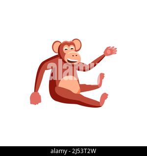 Cute Monkey sitting character icon. Vector illustration isolated cartoon Stock Vector