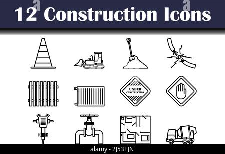 Construction Icon Set. Bold outline design with editable stroke width. Vector Illustration. Stock Vector
