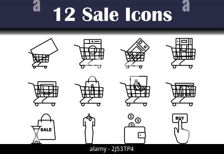 Sale Icon Set. Bold outline design with editable stroke width. Vector Illustration. Stock Vector