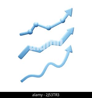 3D set of arrows for charts and infographics in blue color. Arrow move up. Business illustration and success. Vector Stock Vector