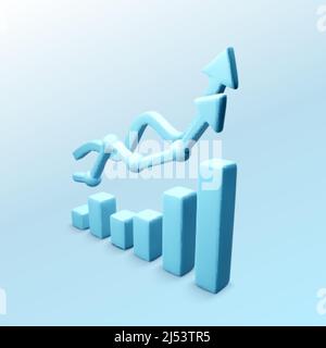 Blue 3D arrows with chart. Arrow move up. Business infographics and success. Vector illustration Stock Vector