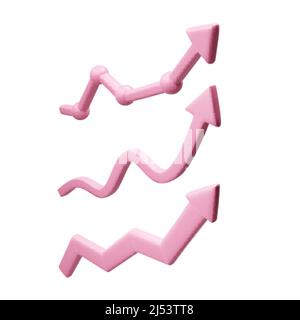 3D set of arrows for charts and infographics. Arrow move up. Business illustration and success. Vector Stock Vector