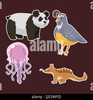 cute four animals babies Stock Vector