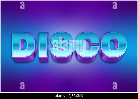 Editable text effects Disco , words and font can be changed Stock Vector