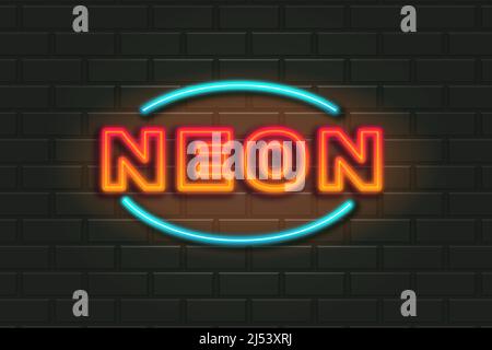 Editable text effects Neon , words and font can be changed Stock Vector