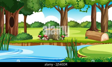 Scene with pond and stump trees illustration Stock Vector Image & Art ...