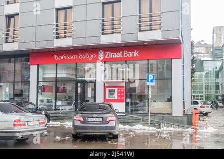 Kutaisi, Georgia - March 18, 2022: Ziraat Bank in Kutaisi. Ziraat Bank is a state-owned bank in Turkey founded in 1863. Stock Photo