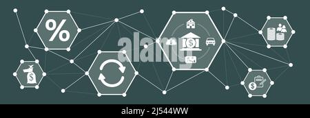Concept of personal loan with connected icons Stock Photo