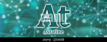 As symbol. Astatine chemical element on green network background Stock Photo