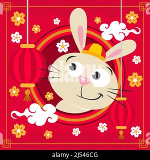 Happy Chinese Rabbit New Year 2023 Greeting Card Stock Photo