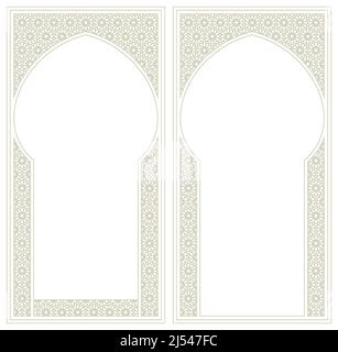 Two frames . Ornament in Arabic geometric style. Contoured lines Stock Vector