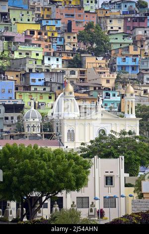 Colourful houses on Cerro del Carmen, Ecuador, Guayaquil Stock Photo