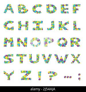 Cartoon bubble alphabet. Isolated on white background. Stock Vector