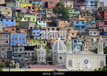 Colourful houses on Cerro del Carmen, Ecuador, Guayaquil Stock Photo