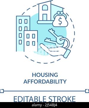 Housing affordability turquoise concept icon Stock Vector