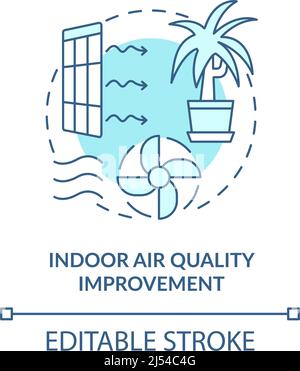 Indoor air quality improvement turquoise concept icon Stock Vector
