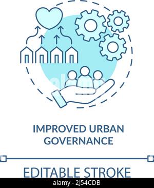 Improved urban governance turquoise concept icon Stock Vector