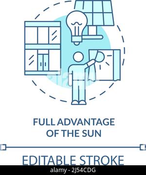 Full advantage of sun turquoise concept icon Stock Vector
