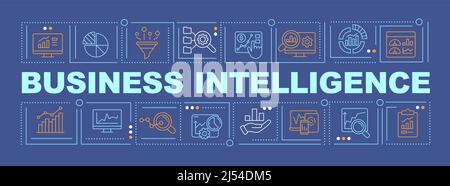 Business intelligence implementation word concepts dark blue banner Stock Vector