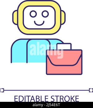 Robot worker RGB color icon Stock Vector