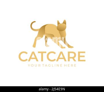 Cat, pets, veterinary and care behind pets, logo design. Animal, animal shelter and protection, pet shop, vector design and illustration Stock Vector