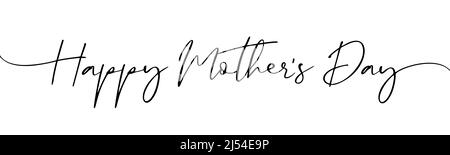 Happy Mother's Day handwritten lettering quote. Elegant continuous line drawing text design. Vector illustration Stock Vector