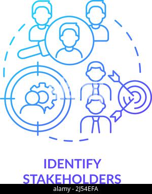 Identify stakeholders blue gradient concept icon Stock Vector