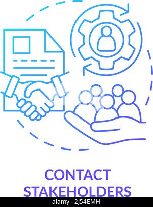 Contact stakeholders blue gradient concept icon Stock Vector