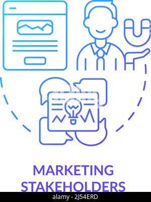 Marketing stakeholders blue gradient concept icon Stock Vector