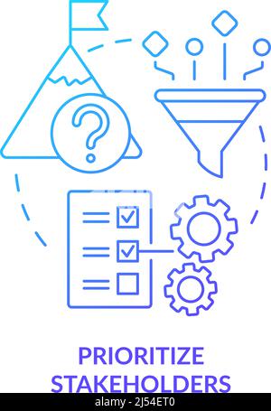 Prioritize stakeholders blue gradient concept icon Stock Vector