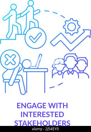 Engage with interested stakeholders blue gradient concept icon Stock Vector