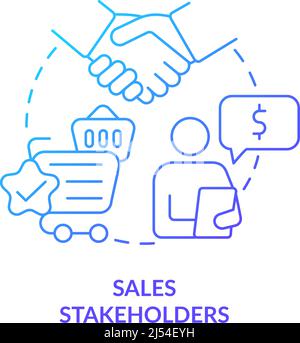 Sales stakeholders blue gradient concept icon Stock Vector