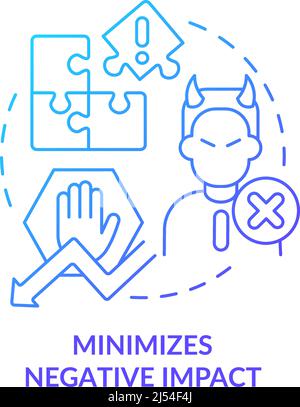 Minimizes negative impact blue gradient concept icon Stock Vector