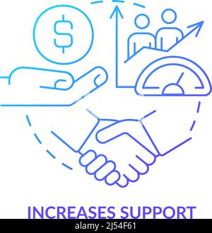 Increases support blue gradient concept icon Stock Vector