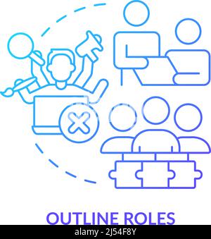 Outline roles blue gradient concept icon Stock Vector