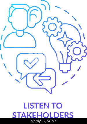 Listen to stakeholders blue gradient concept icon Stock Vector