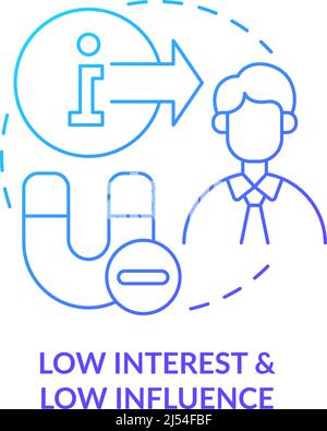 Low interest and low influence blue gradient concept icon Stock Vector
