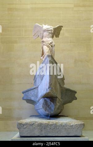 Winged Victory of Samothrace, Ancient Greek Marble Sculpture, Musee du Louvre, Paris, France Stock Photo