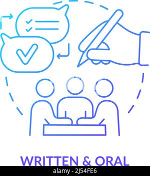 Written and oral blue gradient concept icon Stock Vector