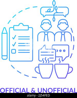 Official and unofficial blue gradient concept icon Stock Vector