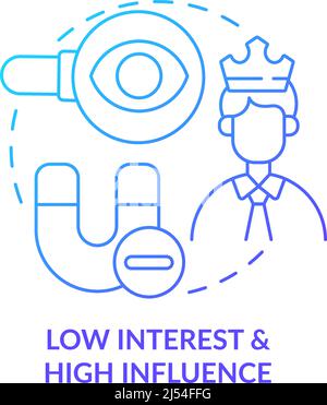Low interest and high influence blue gradient concept icon Stock Vector