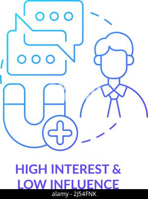 High interest and low influence blue gradient concept icon Stock Vector