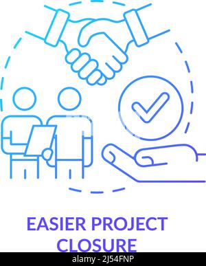 Easier project closure blue gradient concept icon Stock Vector