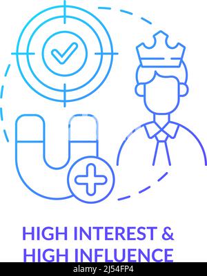 High interest and high influence blue gradient concept icon Stock Vector