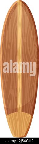 Wooden longboard. Cartoon surfing board. Water sport symbol Stock Vector