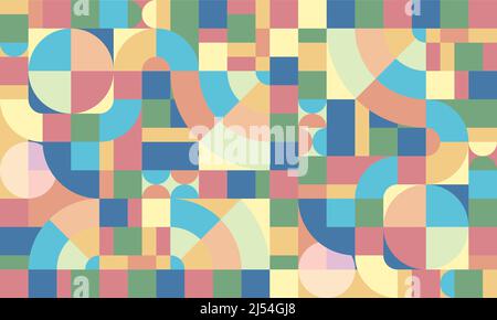 pastel colored abstract geometric shape background, square and circle background vector illustration Stock Vector